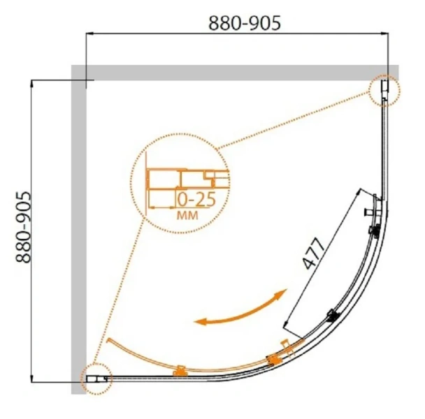 Душевой уголок Cezares Molveno 90х90 см стекло прозрачное профиль оружейная сталь - фото 2