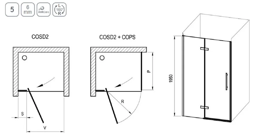 Душевая дверь в нишу Ravak X0VVAC 100 см универсальная - фото 2