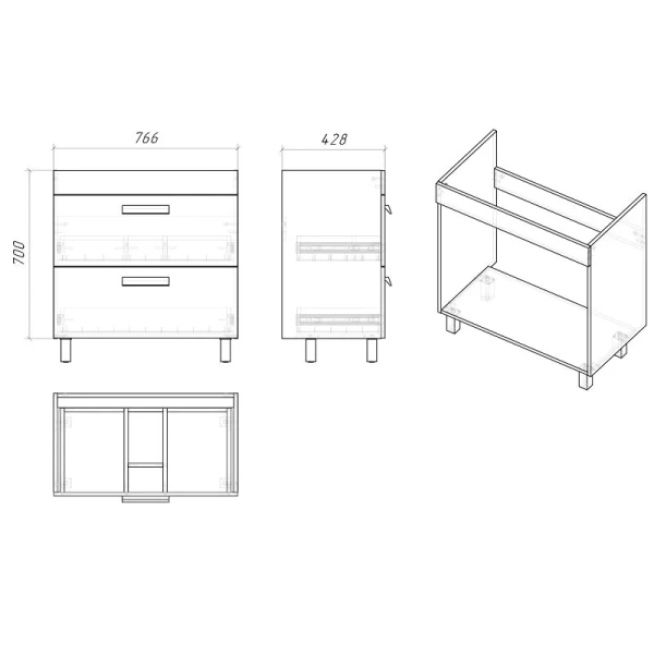 Тумба под раковину напольная Grossman Neo 80 см белая - фото 2