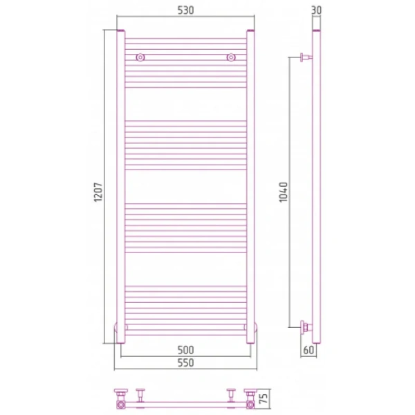 Полотенцесушитель водяной Сунержа Модус 50х120 см белый матовый, современные, hi-tech - фото 2