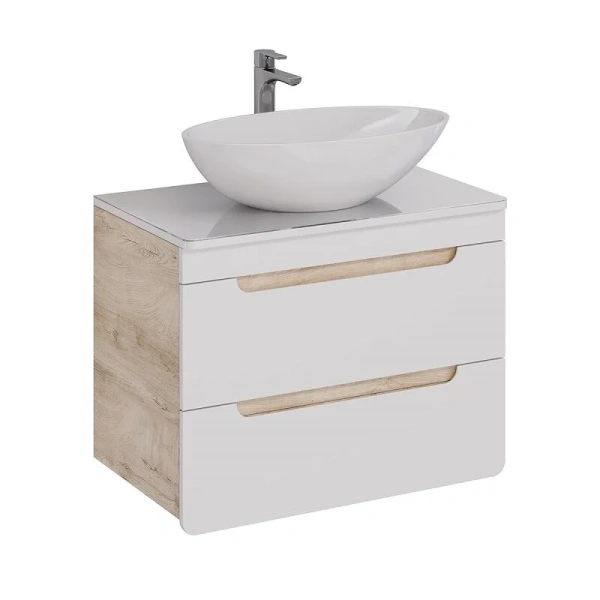 Тумба с раковиной подвесная Lemark Olivia LM08OL80T 80 см 2 выдвижных ящика, недорогo, комплект (набор) - фото 8