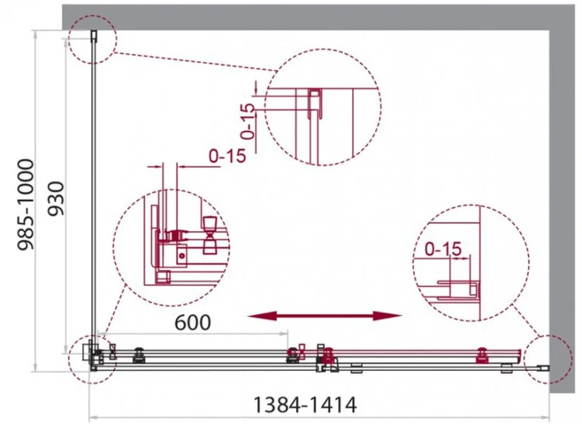 Душевой уголок BelBagno Acqua 140x100 см с прозрачным стеклом - фото 2