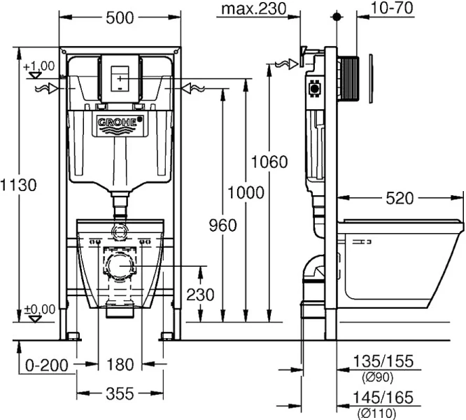 Унитаз с инсталляцией Grohe Solido с сиденьем микролифт, в наличии index_1 - фото 6