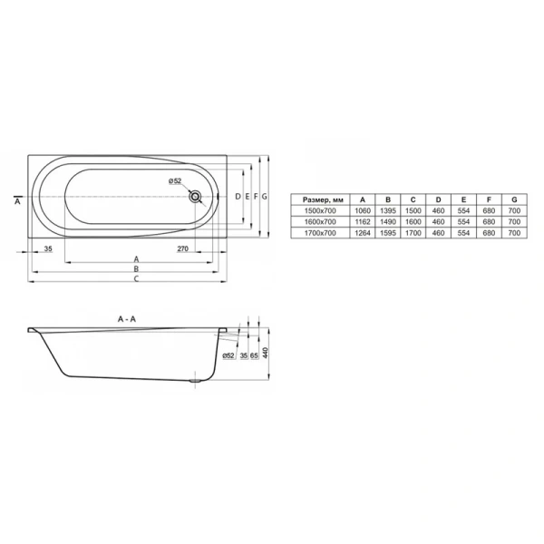 Ванна акриловая Lavinia Boho Biore 150x70 см белая, 150 см - фото 9