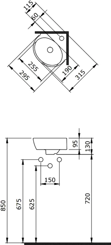 Раковина BERGES Small 30 см угловая, маленькие, полукруглая - фото 5