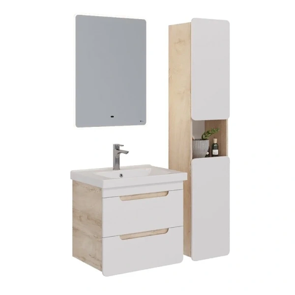 Шкаф-пенал подвесной Lemark Olivia 35 см белый глянец/дуб кантри, подвесные - фото 6