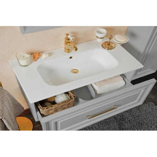 Тумба под раковину, цвет серый шелк матовый, фурнитура золото, La Beaute Cornelia, по запросу index_1 - фото 4