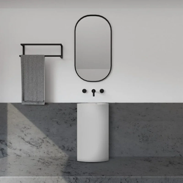 Раковина напольная Abber Stein искусственный камень, круглой формы, моноблок - фото 5