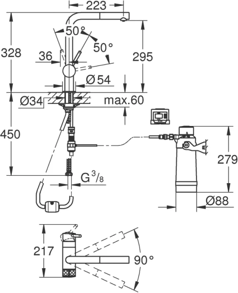 Смеситель для кухни с функцией фильтрации воды Grohe Blue 30382 - фото 3