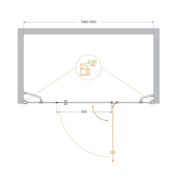 Душевая дверь в нишу Cezares Verona 130 см стекло прозрачное, современные, hi-tech - фото 2