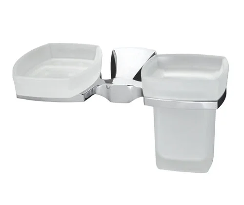 Стакан для ванной и мыльница WasserKRAFT Wern хром - фото 1