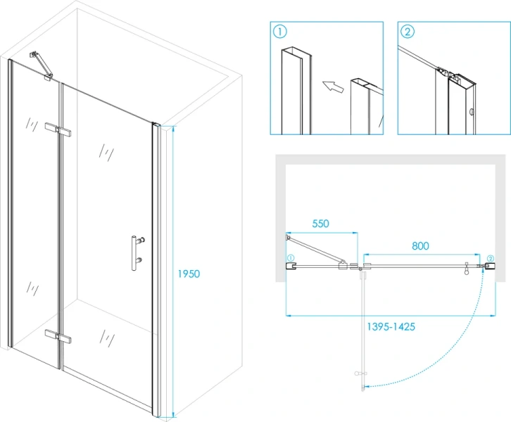Душевая дверь в нишу RGW Passage PA-07B L 140 см профиль черный стекло прозрачное - фото 3