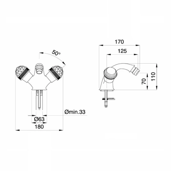 Смеситель для биде Migliore Axo Swarovski 18 двухвентильный - фото 2