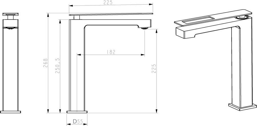 Смеситель для раковины Boheme Q хром/синий, для раковины - фото 2