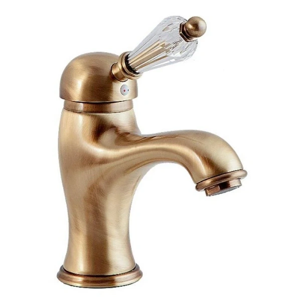 Смеситель для раковины Caprigo Adria-Swarovski 01-020-vot, с донным клапаном, цвет бронза, кристаллы сваровски белые - фото 1