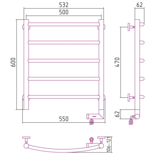 Полотенцесушитель электрический Сунержа Галант 2.0 50x60 см правый - фото 4