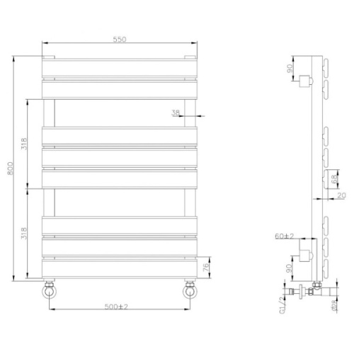 Полотенцесушитель водяной Boheme Venturo 55x80 см белый - фото 3