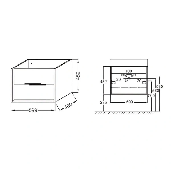 Тумба под раковину подвесная Jacob Delafon Vivienne 60 см дуб давос - фото 2