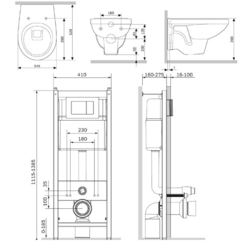 Инсталляция с клавишей и подвесным унитазом AM.PM Sense IS374A1738 - фото 3