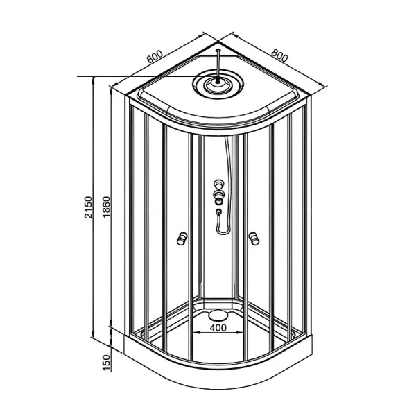 Душевая кабина Deto LM 80x80 см с крышей - фото 2