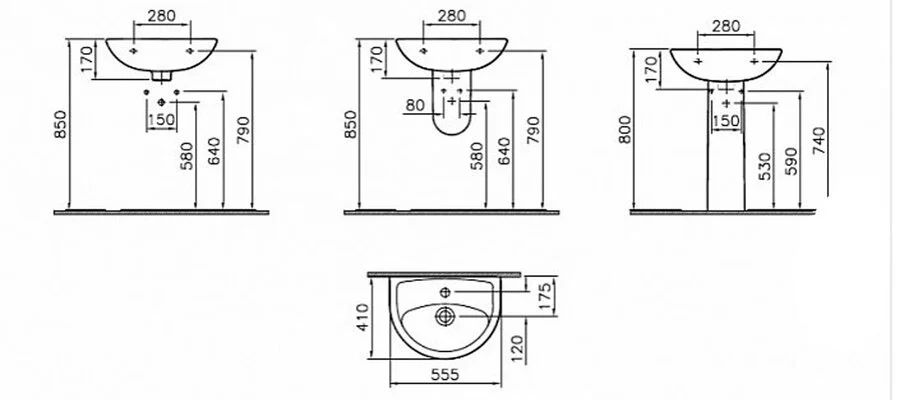 Раковина VitrA Norm Fit 6894B099-1776 55 см фарфор - фото 2