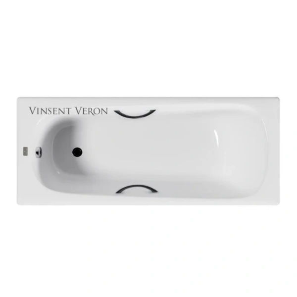 Чугунная ванна Vinsent Veron Concept VCO1407042H/VH0015BL, 140 x 70 см, ручки черные матовые, цвет белый - фото 1