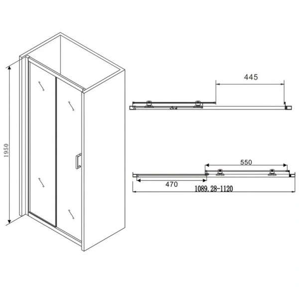Душевая дверь Abber Schwarzer Diamant 110 см раздвижная, современные, hi-tech - фото 2