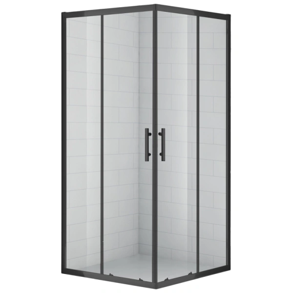 Душевой уголок Cezares Eco 100х100 см квадратный профиль черный - фото 1