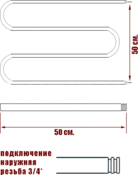 Полотенцесушитель водяной Ника Simple 50x40 см хром, современные, hi-tech - фото 2