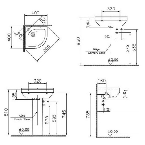 Схема, подвесные, на полупьедестал, на пьедестал, угловые - фото 3