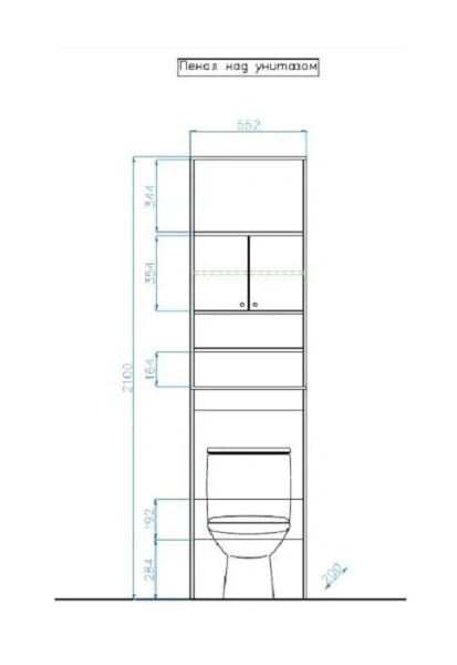 Шкаф-пенал напольный Style Line Эко Стандарт 55 см над унитазом, по запросу - фото 2