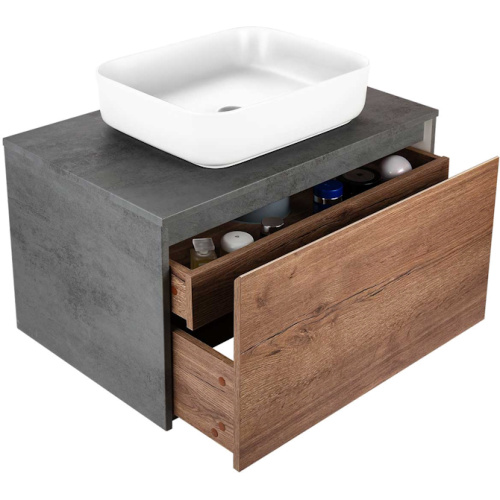 Тумба под раковину подвесная Vincea Mesa 80 см T.Oak/Beton, комплект (набор) - фото 8