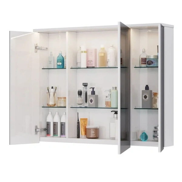 Зеркальный шкаф с подсветкой Lemark Zenon 100 см белый глянец, белые - фото 5