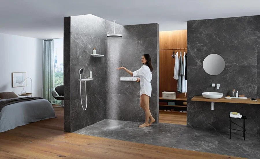 Смеситель для душа Hansgrohe RainSelect матовый белый, прямоугольная форма - фото 5