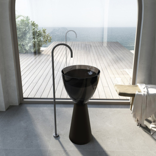 Раковина Abber Kristall 45 см черная/черная матовая, напольные, свободностоящие - фото 3