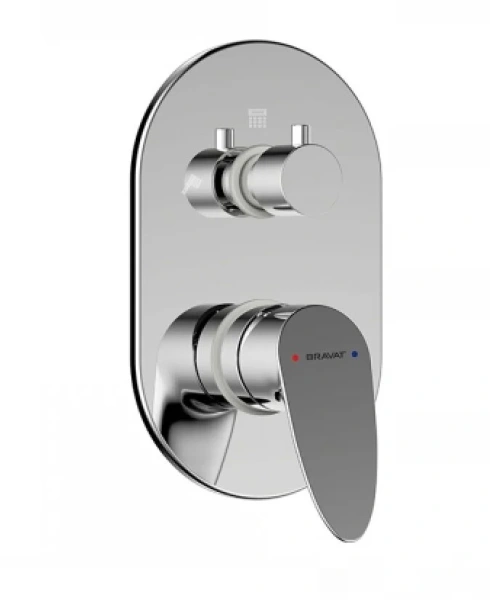Смеситель встраиваемый в стену, две функции Bravat Drop P69190C-2-RUS - фото 1