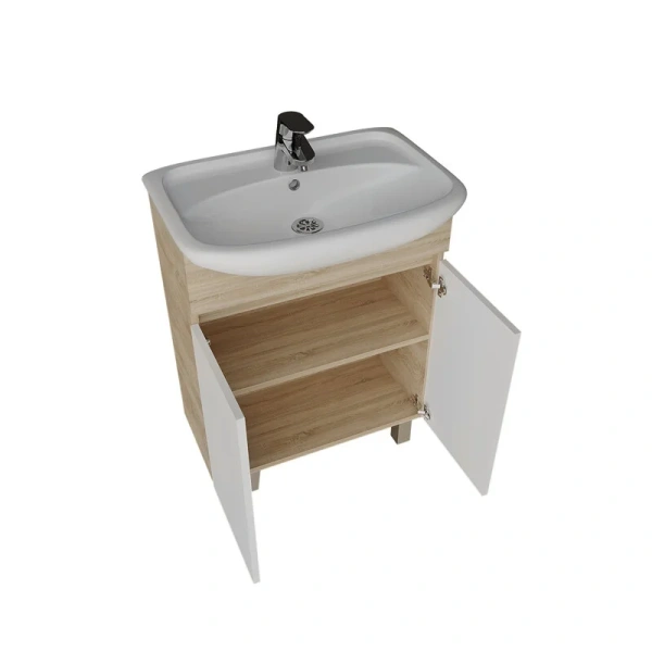 Тумба с раковиной напольная Grossman Поло 59 см с распашными дверцами - фото 3