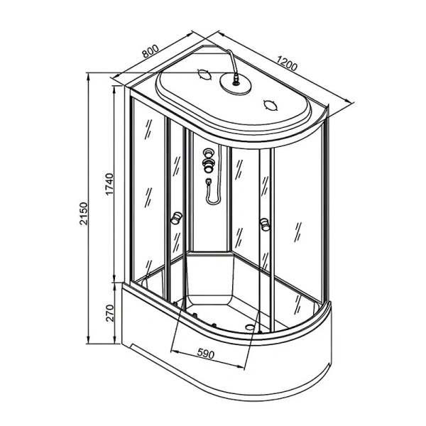 Душевая кабина Deto LM 120x80 см с крышей левая - фото 2