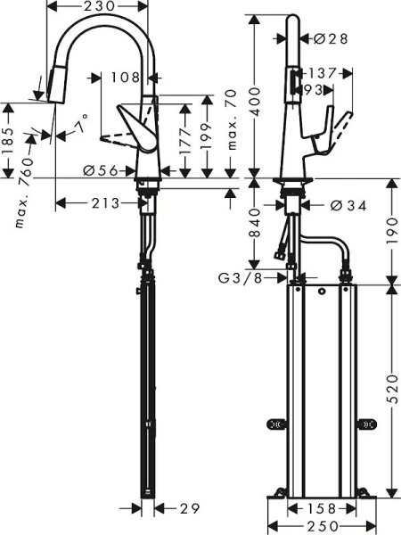 Смеситель для кухни Hansgrohe Talis сталь, для кухни - фото 2
