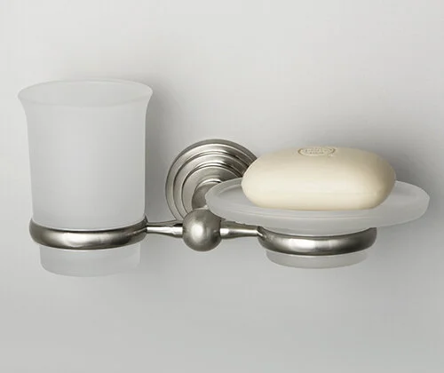 Стакан для ванной и мыльница WasserKRAFT Ammer никель, другие - фото 3