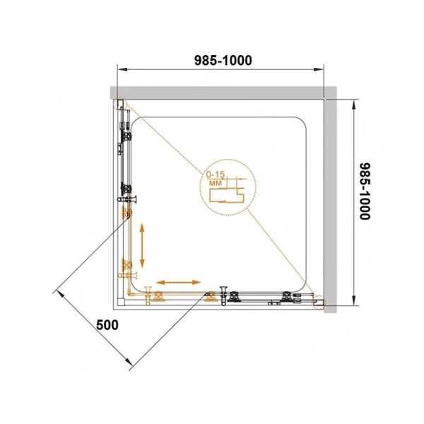 Душевой уголок Cezares Eco 100х100 см квадратный профиль черный - фото 2
