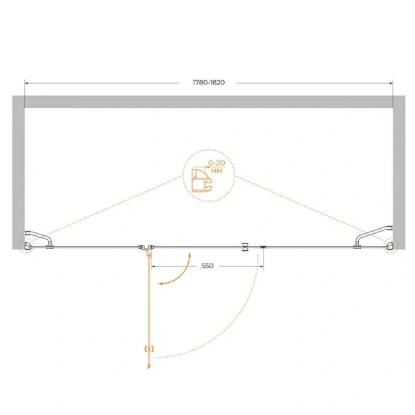 Душевая дверь в нишу Cezares Verona 180 см левая - фото 2