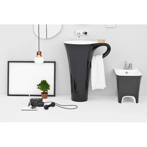 Раковина, цвет чёрно-белый, ArtCeram One Shot, напольные index_1 - фото 5