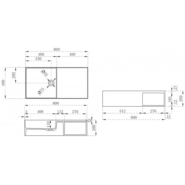 Тумба с раковиной подвесная Abber Stein 80 см белая матовая, в наличии - фото 2