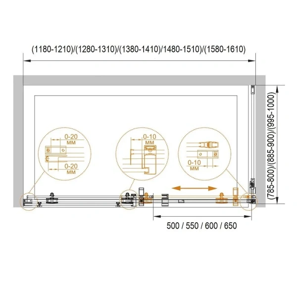 Душевой уголок Cezares Stylus M 150х100 см профиль хром - фото 2