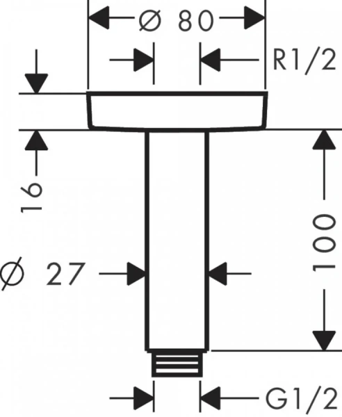 Кронштейн для верхнего душа Hansgrohe шлифованная бронза, в наличии - фото 2