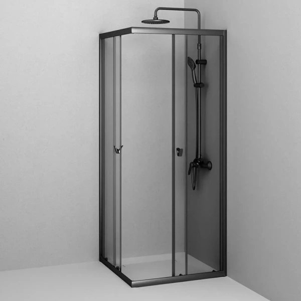 Душевой уголок Am.Pm Sunny 80x80 см черный матовый, недорогие, стеклянные, угловые, без поддона - фото 6
