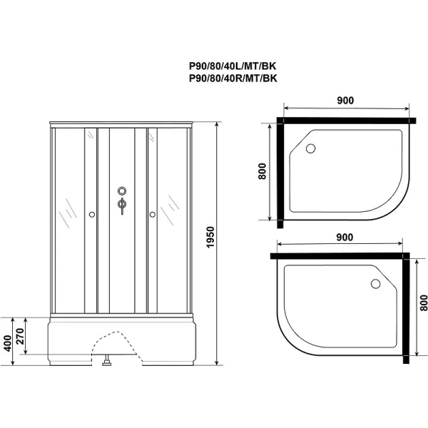 Душевая кабина Niagara Promo 90х80 см правая - фото 2