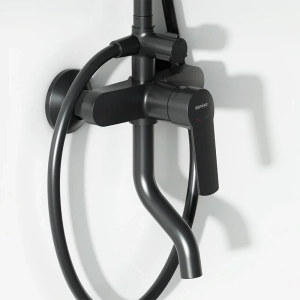 Душевая стойка Damixa Jupiter черная, с изливом - фото 5