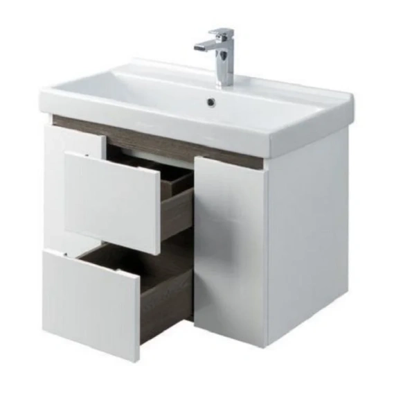 Тумба с раковиной подвесная Акватон Рене 1A258601NRC80 80 см с двумя ящиками и двумя дверцами